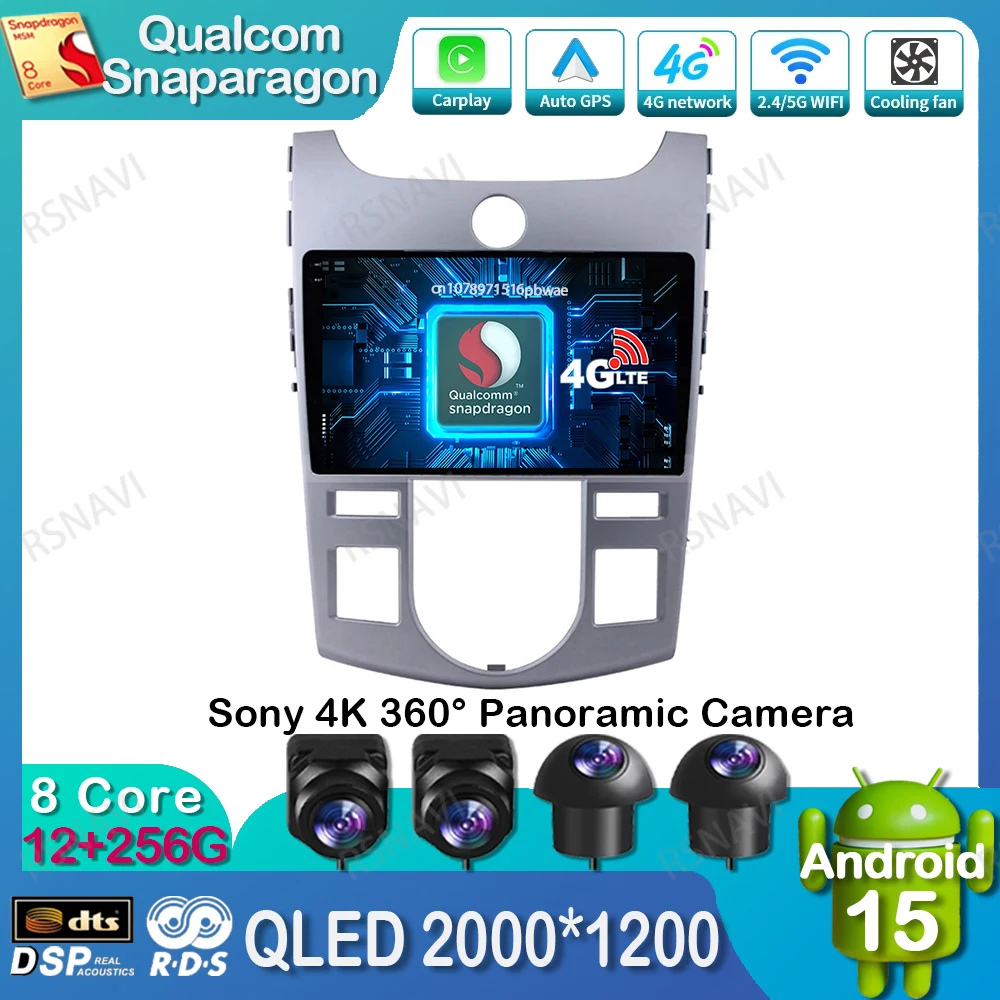 

Android 15 Car Radio For KIA Forte Cerato 2008-2014 Viedo Player 4G LTE 5G WIFI GPS Navigation QLED Autoradio Qualcomm Stereo BT