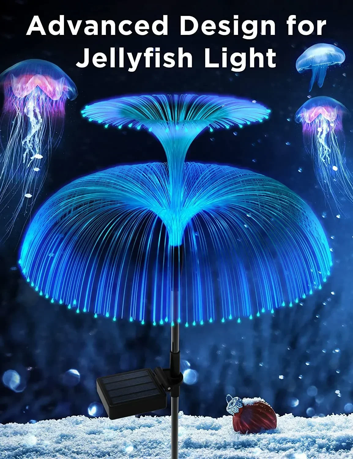 

Double Jellyfish Solar Light 7 Gradient Colors Solar Garden Light LED Fiber Optic Lamp Outdoor Waterproof Decoration Ground Lamp