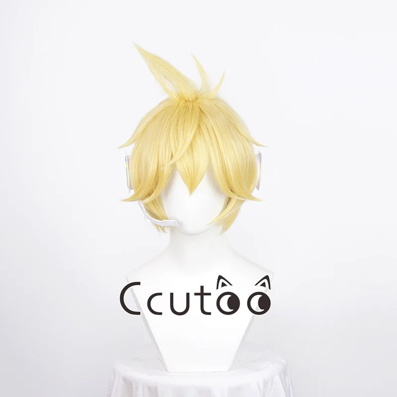 Rin/len kurze blonde hitze beständige synthetische Haare Cosplay Perücke Kopf bedeckung Perücke Kappe – Detail 7