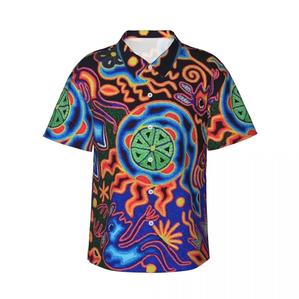 

Мужские рубашки Huichol Dream, гавайские рубашки с короткими рукавами, модные топы с лацканами для летнего пляжа