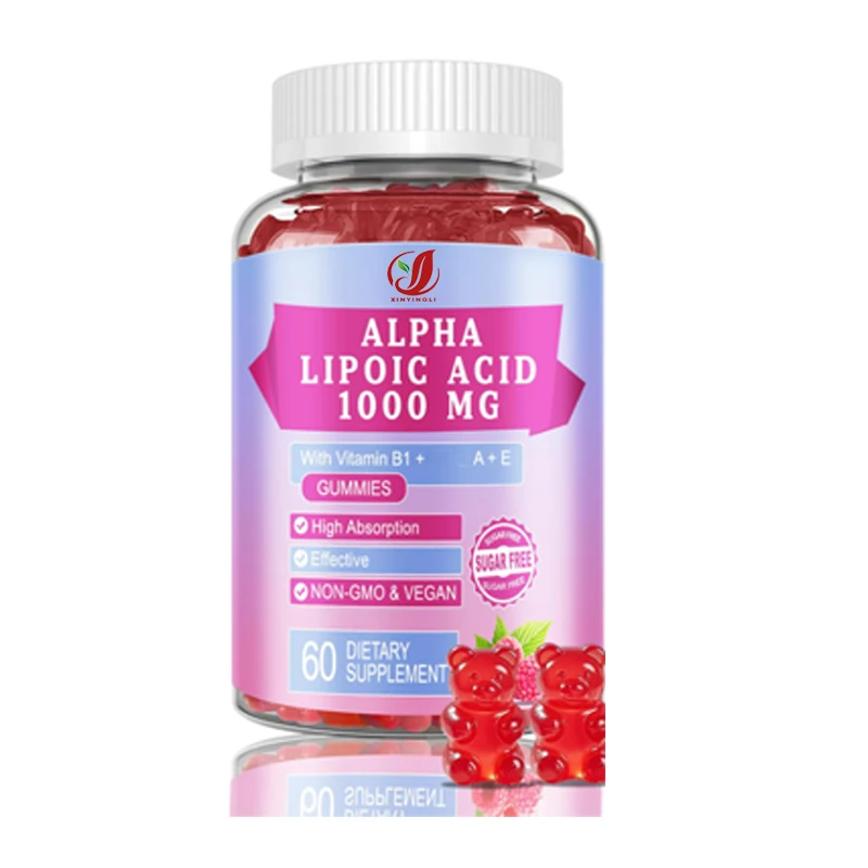 Gomitas de ácido alfa lipoico de 1000 miligramos que contienen vitaminas B1, A y E para apoyo energético, 60 gomitas