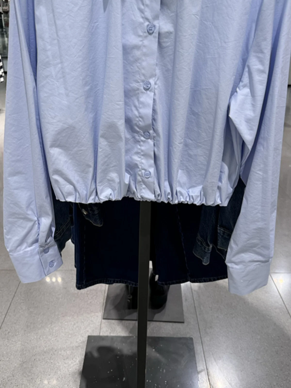 

Autumn Winter New Arrival Women's Versatile Elastic Hem Silk Long Sve Collared irt Loose Fit ort Length Other 00%