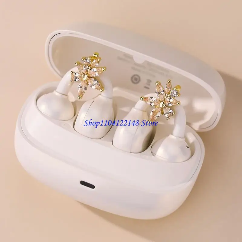 P9FA Multiple Device Shaped Headphone Clasps Alloy Construction Sparkling Zircons Detailing Travel Friendly