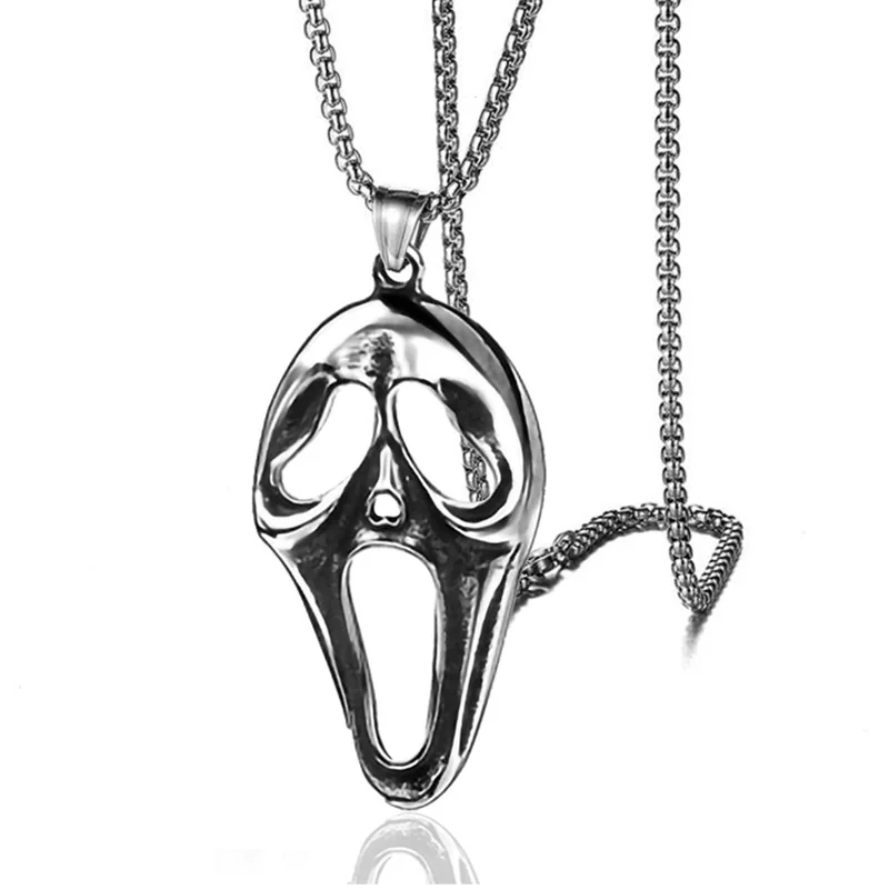 

Stainl Steel Skeleton Mask Nelace Men's Hip Hop Ghost Face Pendant Alloy Material ex Faion Jewelry Accory
