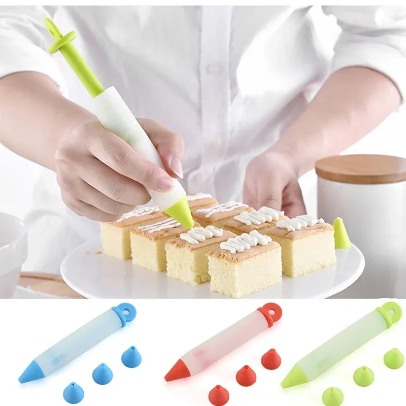 Silicone Food Writing Pen Chocolate Decorating Tools Cake Mold Cream Cup Cookie Icing Piping Pastry Nozzles Kitchen Accessories