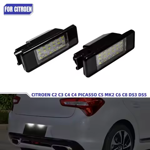 For Peugeot 106 207 307 308 406 407 508 For CITROEN C3 C4 C5 C6 C8 Car 18LED SMD License Number Plate Light Lamp 6000K
