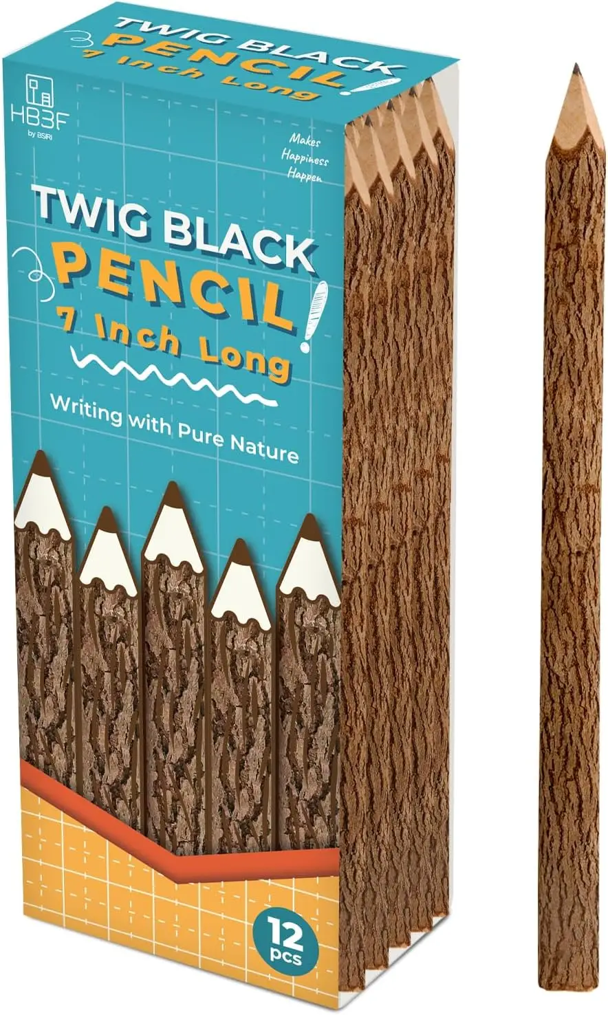 

Set of 12 Rustic Wooden Pencils in Natural Tree Bark Design, Unique Gifts for Camping and Decor