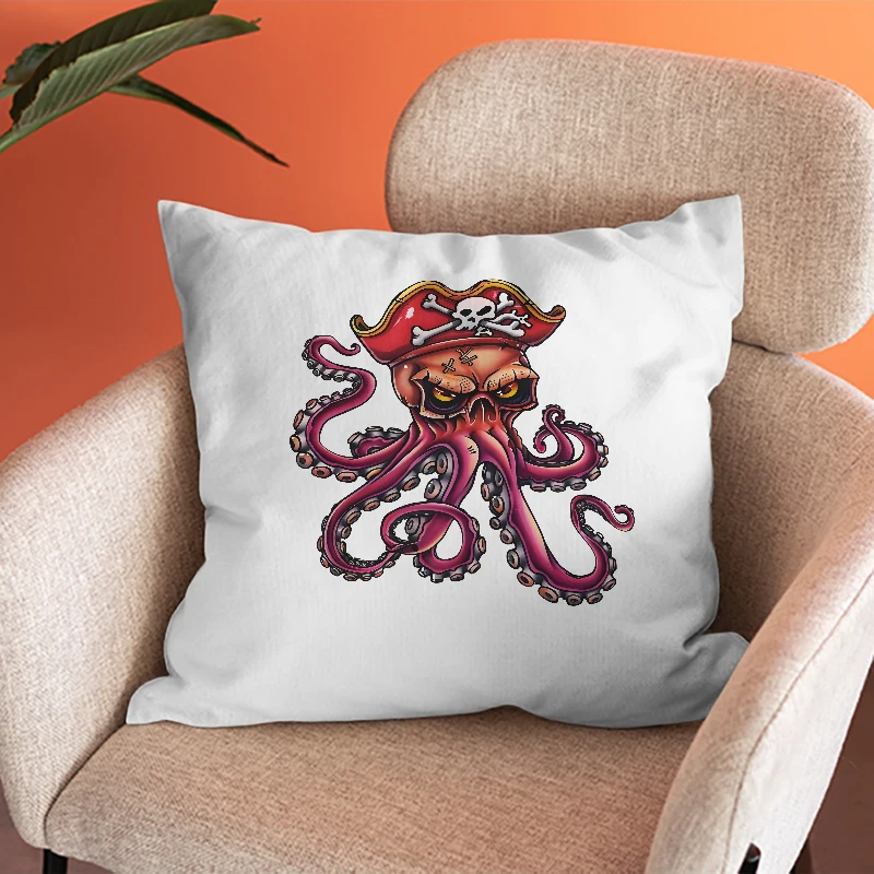 Cartoon pirate octopus Iron on Patches for Clothes Transfer DTF Transfers Ready to Press Patch Shirts Heat transfer stickers