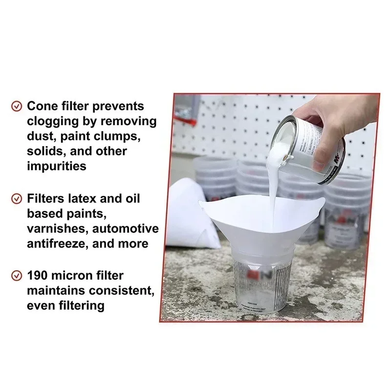 Disposable Paper Filter Paint Spray Mesh Purifying Straining Funnel White Thicken Filter Conical Nylon Funnels Paper Tool