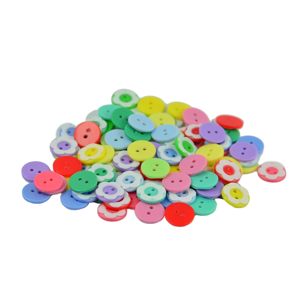 100 قطعة 12 مم من الراتنج للأطفال بأزرار دائرية لصناعة بطاقات الخياطة #2