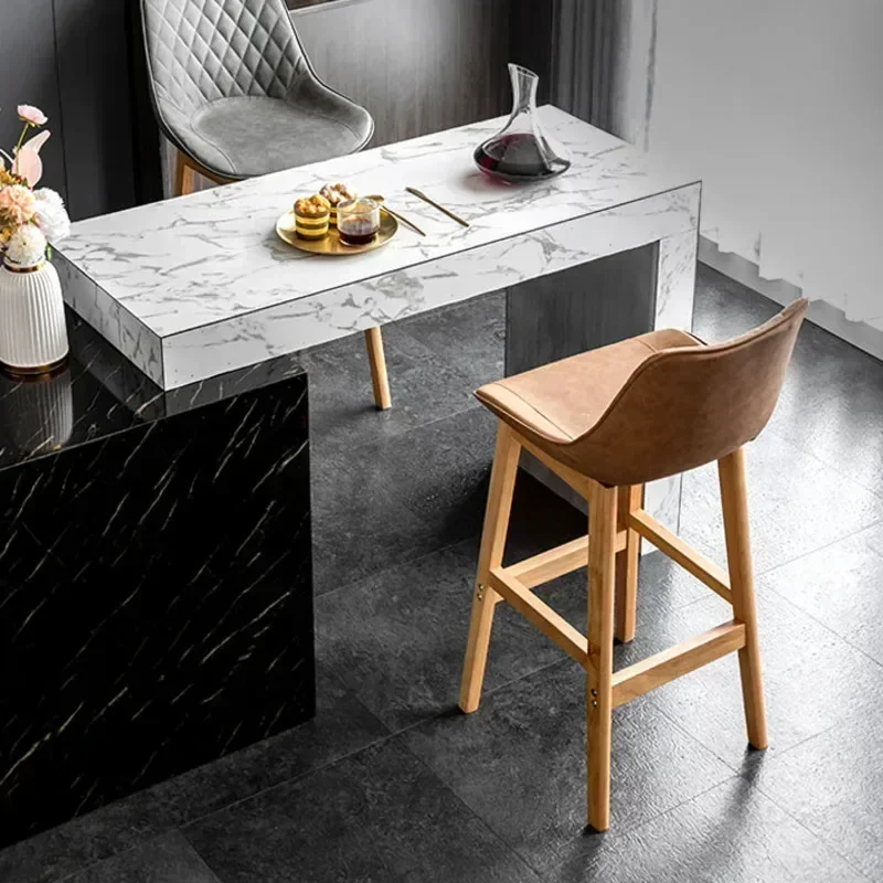 Nordic Light Luxury Backrest Chair Front Desk Counter Stool Household High Seat Modern Simple Bar Chair