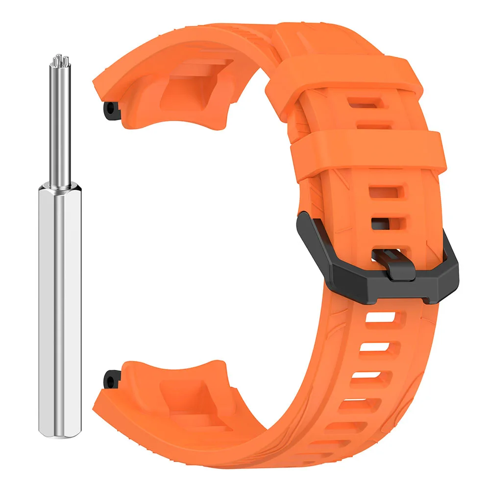 Silicone Orange Band for Amazfit T-Rex 3 Strap Replacement Man Adjustable Sport Band with Removal Screwdriver Tool