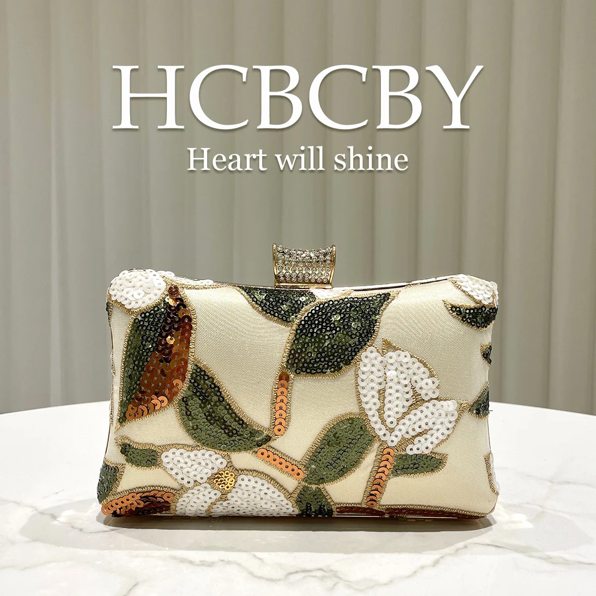 

Gold glitter sequins embroidered decorative evening bag high-end celebrity clutch bag women's fashion temperament dinner bag