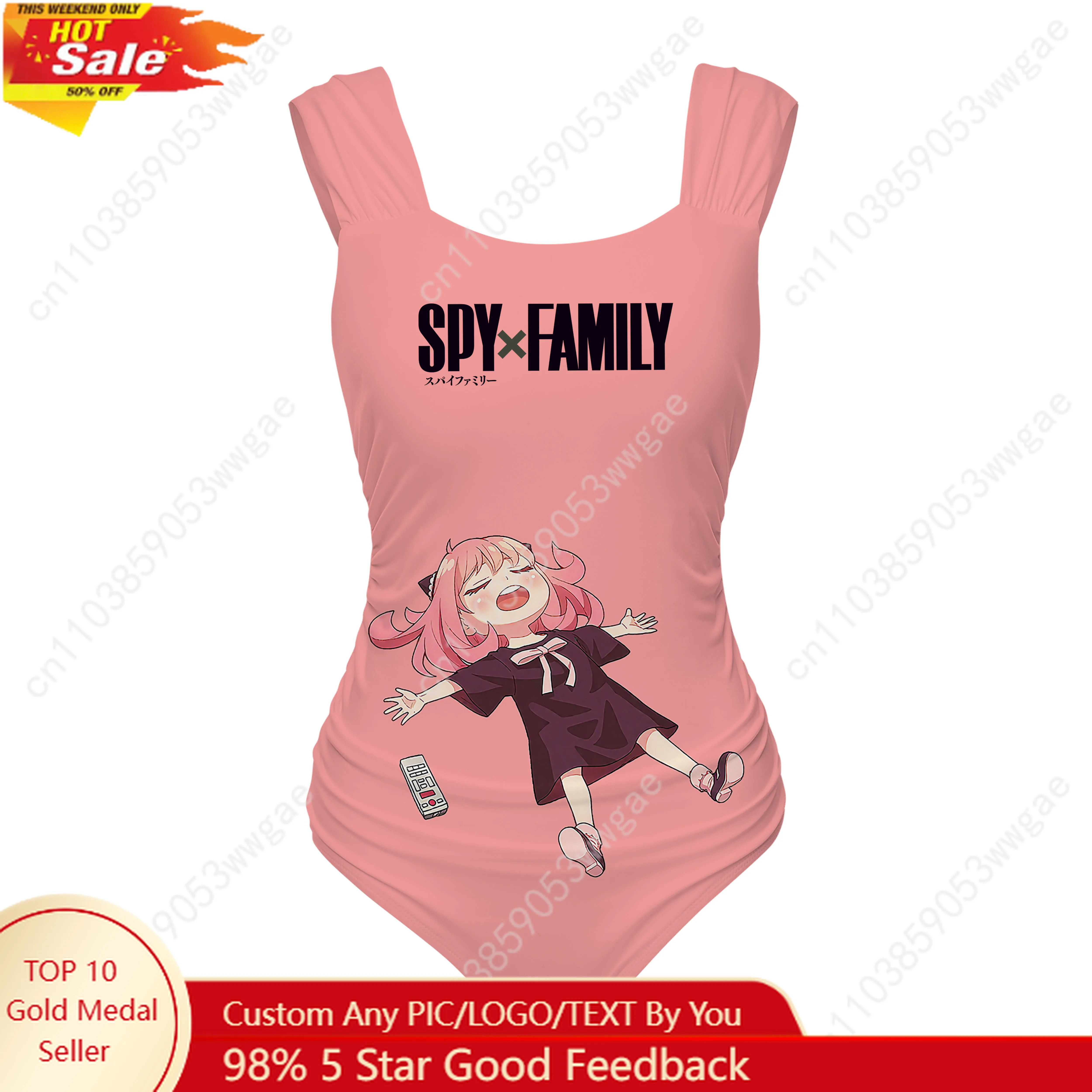 Spy×Family ชุดว่ายน้ำวันพีซ สายกว้าง ชุดว่ายน้ำผู้หญิง ชุดว่ายน้ำส่วนบุคคล บิกินี่เซ็กซี่ชายหาด การ์ตูน ชุดชายหาดที่กำหนดเอง