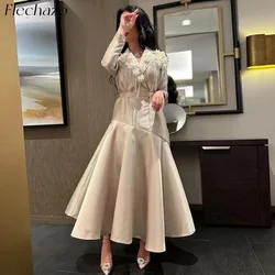 Flechazo Vintage Prom Dresses V Neck Full Sleeves A Line Flower Tassel Formal Occassion Dress For Women 2024 vestidos de fiesta