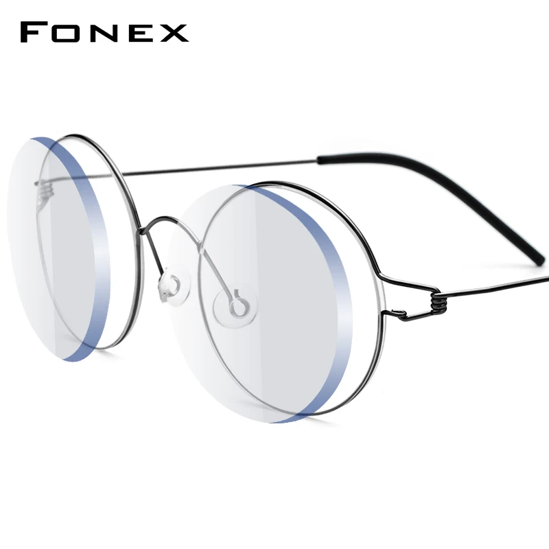 FONEX Customized Glasses Titanium Alloy Eyeglass Frames 2024 New Round Korean Eyewear 98607 (Must Contact Customer Service)