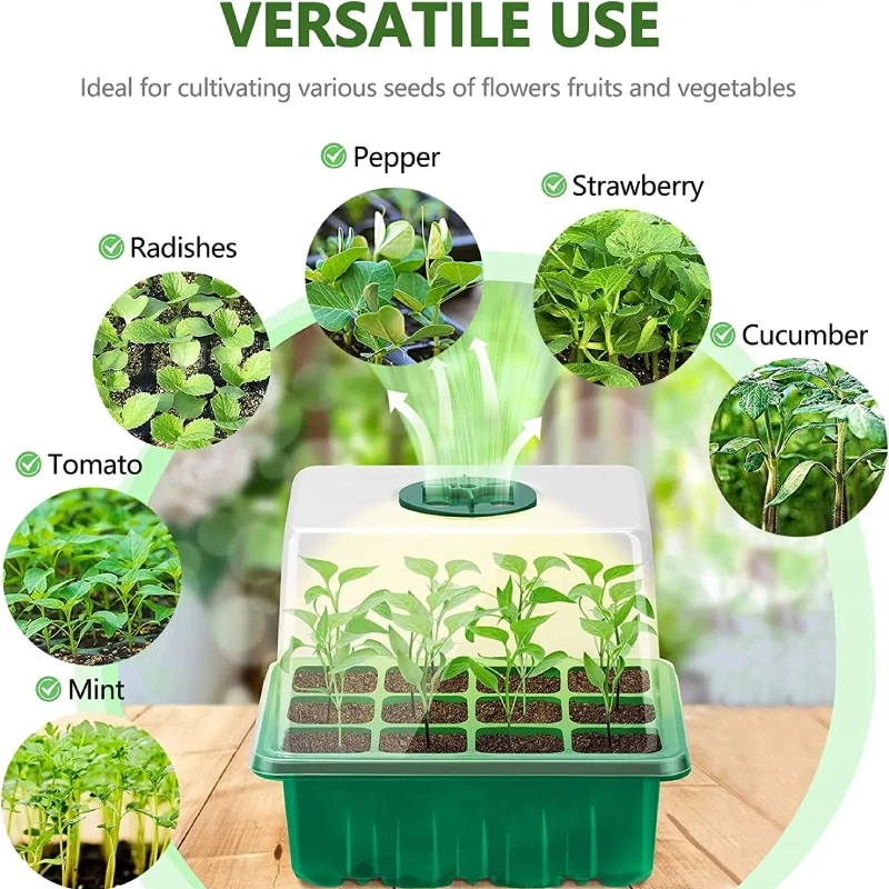 Vassoio di avviamento per semi con luce crescente a LED Vaso per vivaio con timer Fioriera per germinazione delle piantine Umidità di ventilazione regolabile