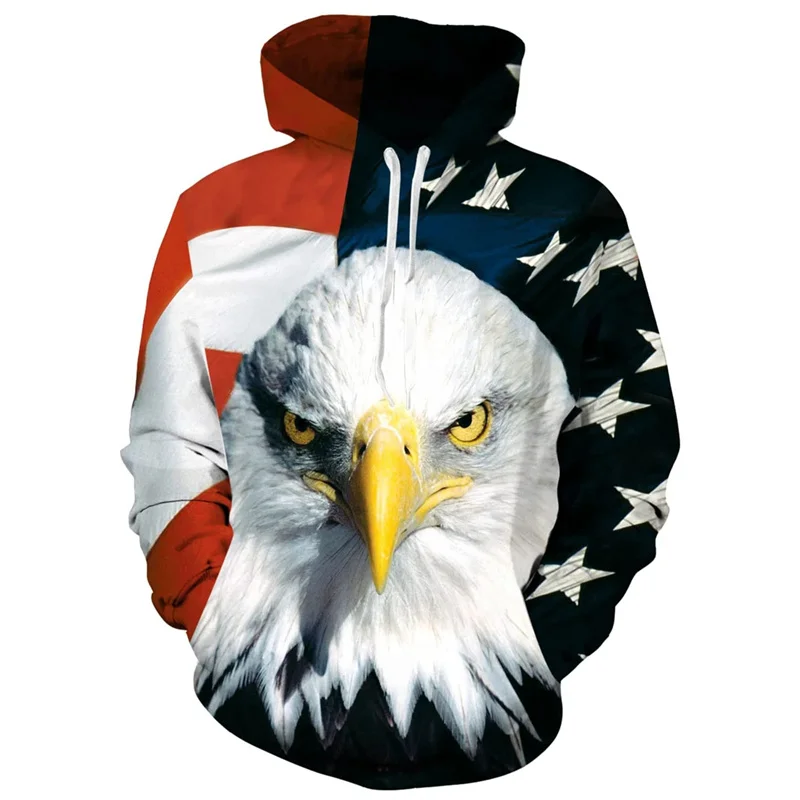 

Eagle Cat Wolf Pattern Hoodie For Men Animals 3D Printed Sweatshirt Spring Autumn Casual Street Pullovers Loose Long Sleeve Tops