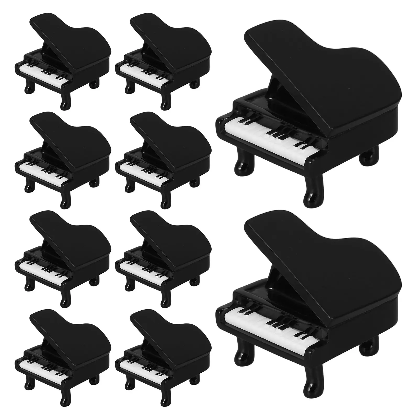 

10Pcs Miniature Piano Black Dollhouse Musical Instruments Display Desktop Decor Tiny Musical Instrument Ornaments Miniature