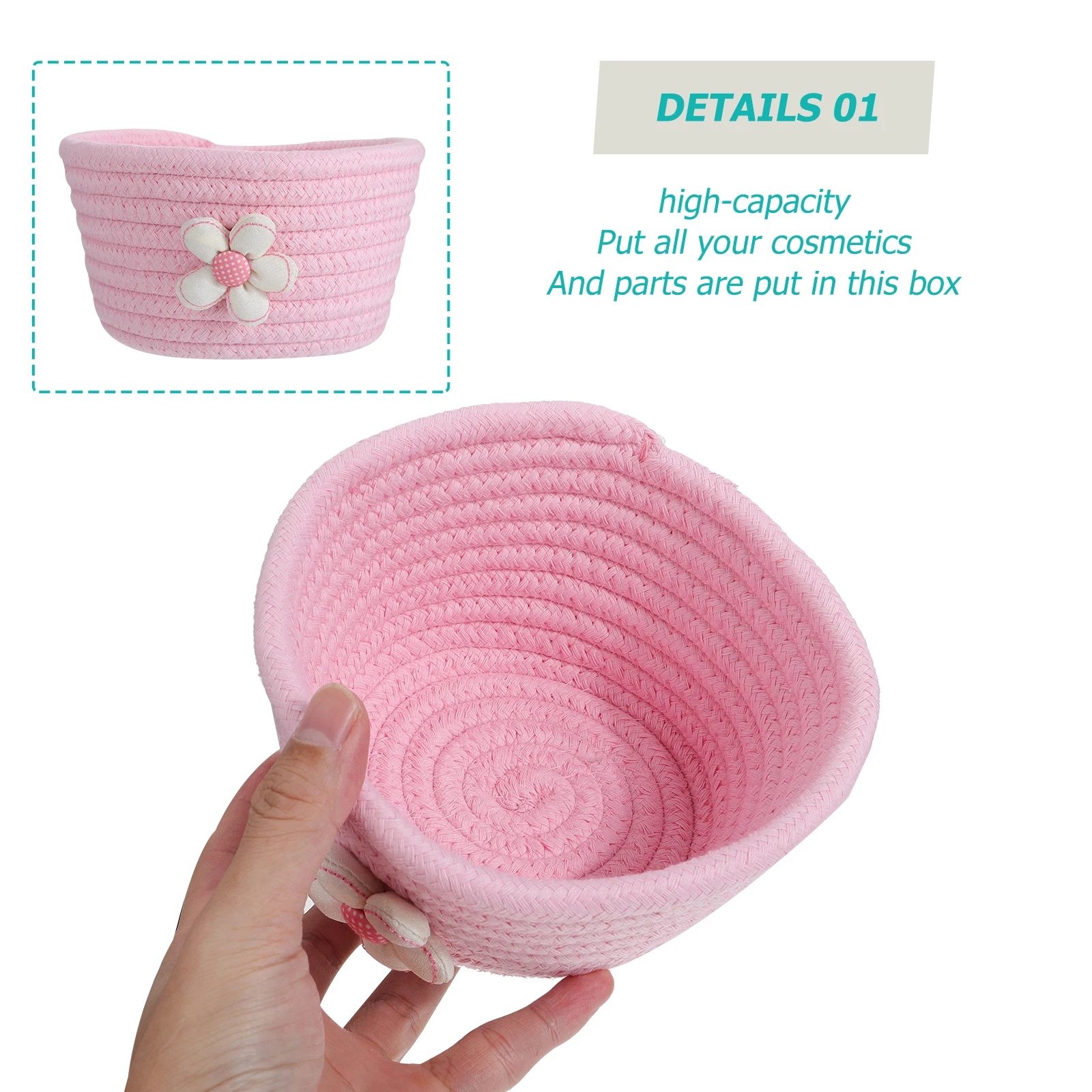 

Cotton Woven Basket Desktop Storage Basket Compact Portable Sundries Organizer for Home Office Desktop Storage Container