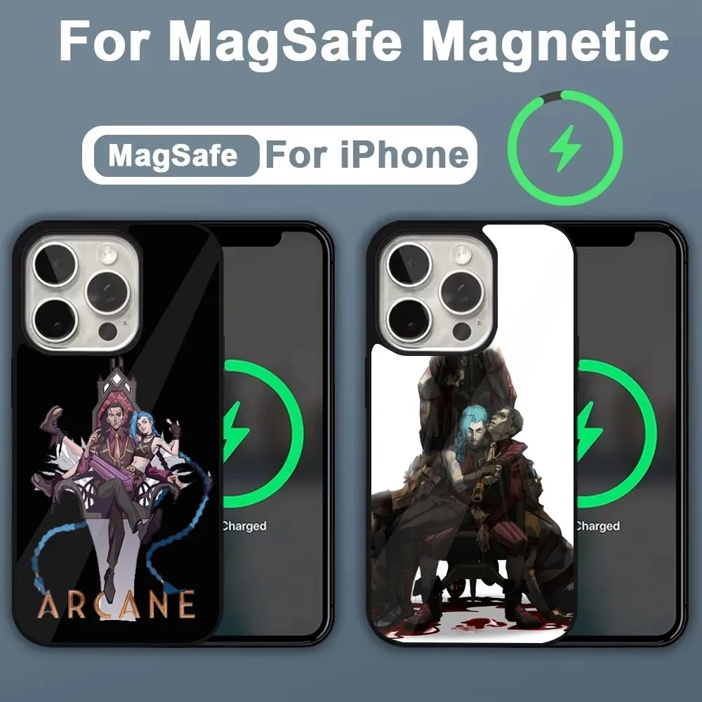 Arcane S-Silco J-Jinx Phone Case For iPhone 16,15,14,13,12,11,Plus,Pro,Max,Mini Magsafe Magnetic Wireless Charging