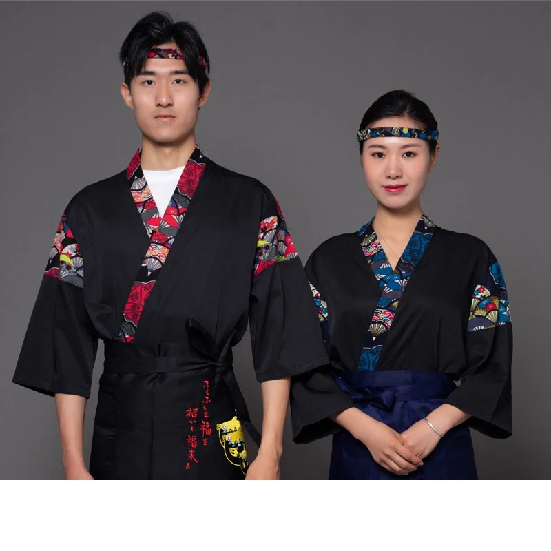 veste-d'Ete-pour-hommesuniforme-de-chef-sushi-style-japonais-coreen-vetements-de-travail-pour-serveuse-vetement-blouses-cuisiniere-femme-restaurant-uniformes de serveur-t-shirt-de-cuisine-pour-hotel