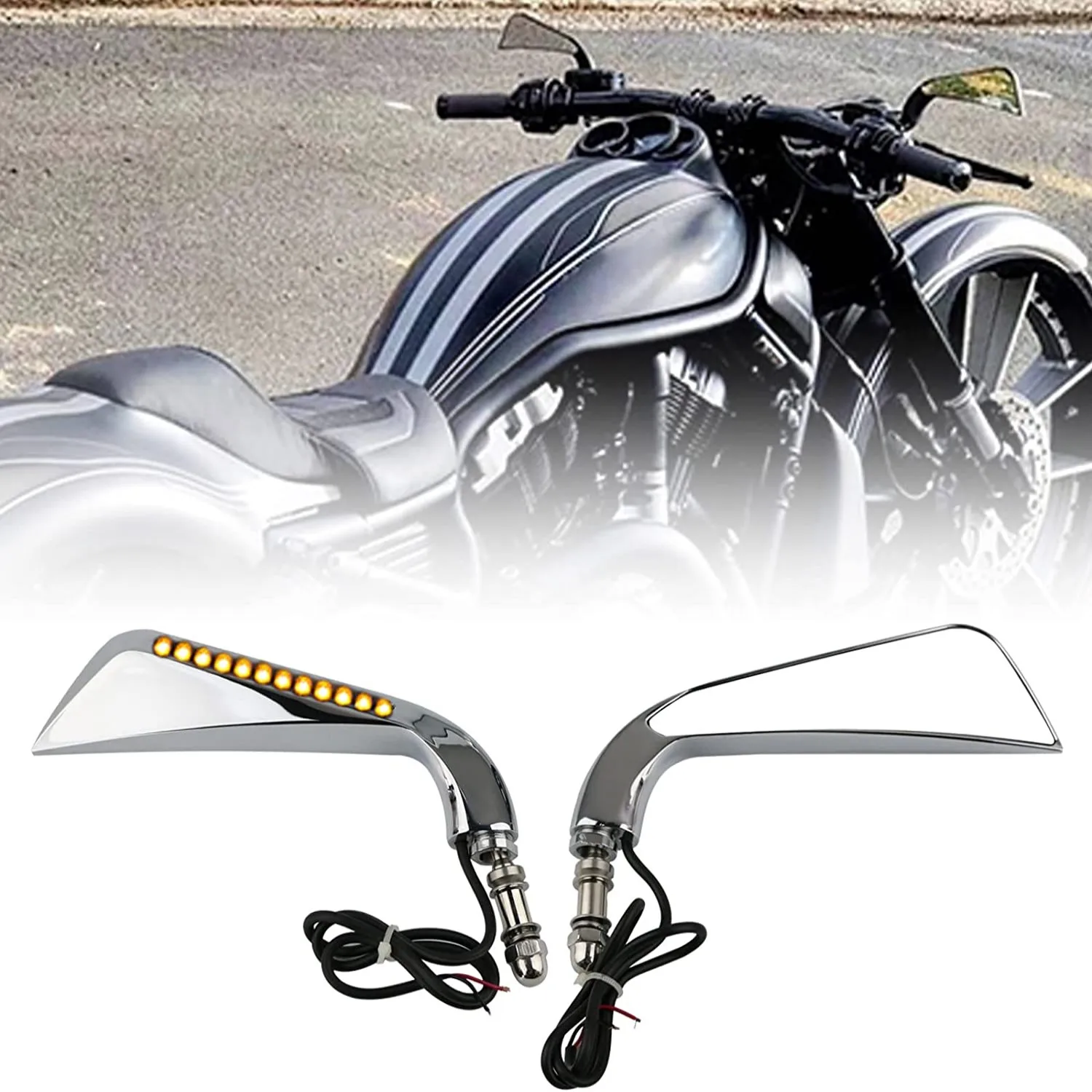 

Motorcycle Sickle Rearview Side Mirror with LED Turn Signal Light 8MM CNC Aluminum for H-arley Sportster XL 883 1200