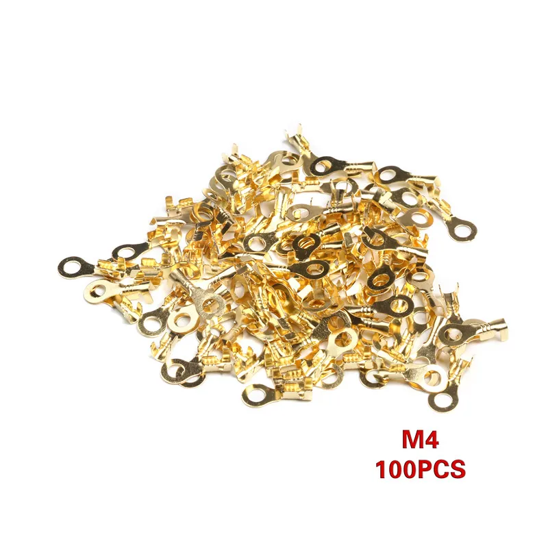 100Pcs M3 M4 M5 M6 M8 M10 Non-insulated Ring Cable Lugs Terminals Assorted Naked Connector Wire Cable Connectors Brass Terminals