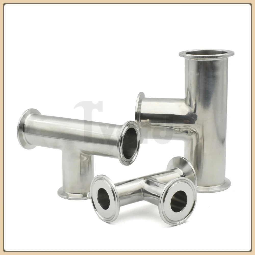 OD19-108mm Pipe Outer Diameter 304 316L Stainless Steel Sanitary Tee Tee Sleeve 50.5-119MM Installed 1.5 -4  Tri Clamp