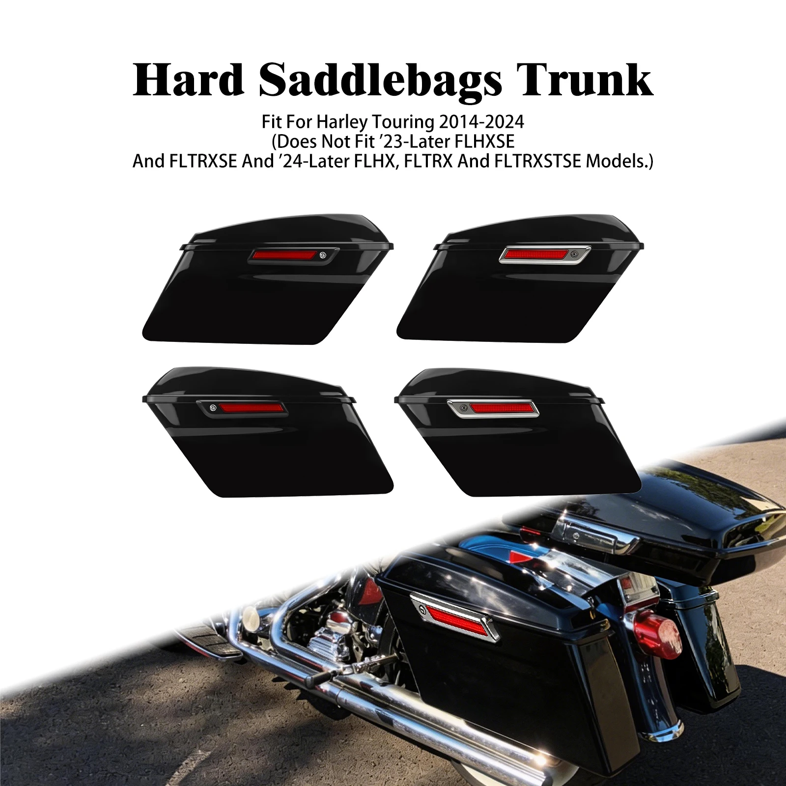 

Motorcycle Hard Saddlebags Luggage Trunk W/Latch keys Bags For Harley Touring Road King FLTRX Electra Street Glide 2014-2024