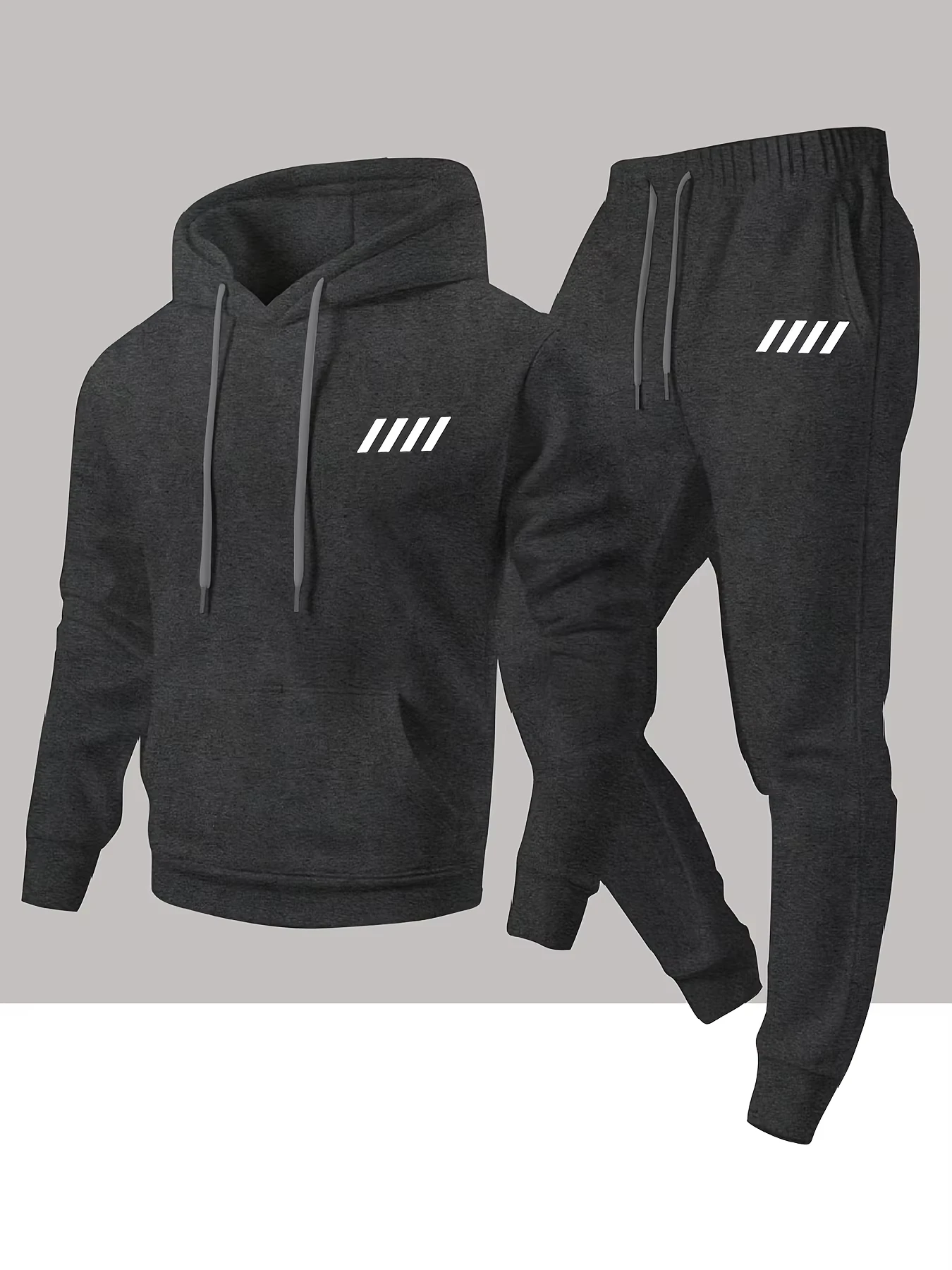 Men Halloween Skull Letter Print Hoodie Tracksuit 2Pcs Set Casual Hooded Sweatshirt & Drawstring Pants Streetwear