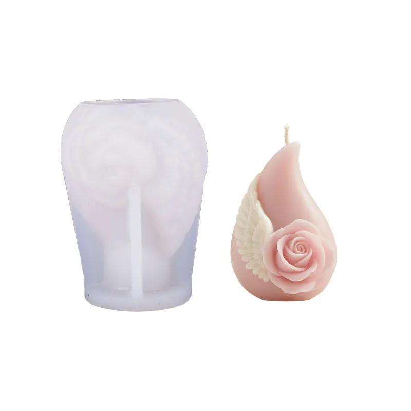 ローズウィング香りキャンドルシリコーン型 DIY ロマンチックなローズウィングディフューザーストーンドロップ石膏樹脂型キャンドル作成キット