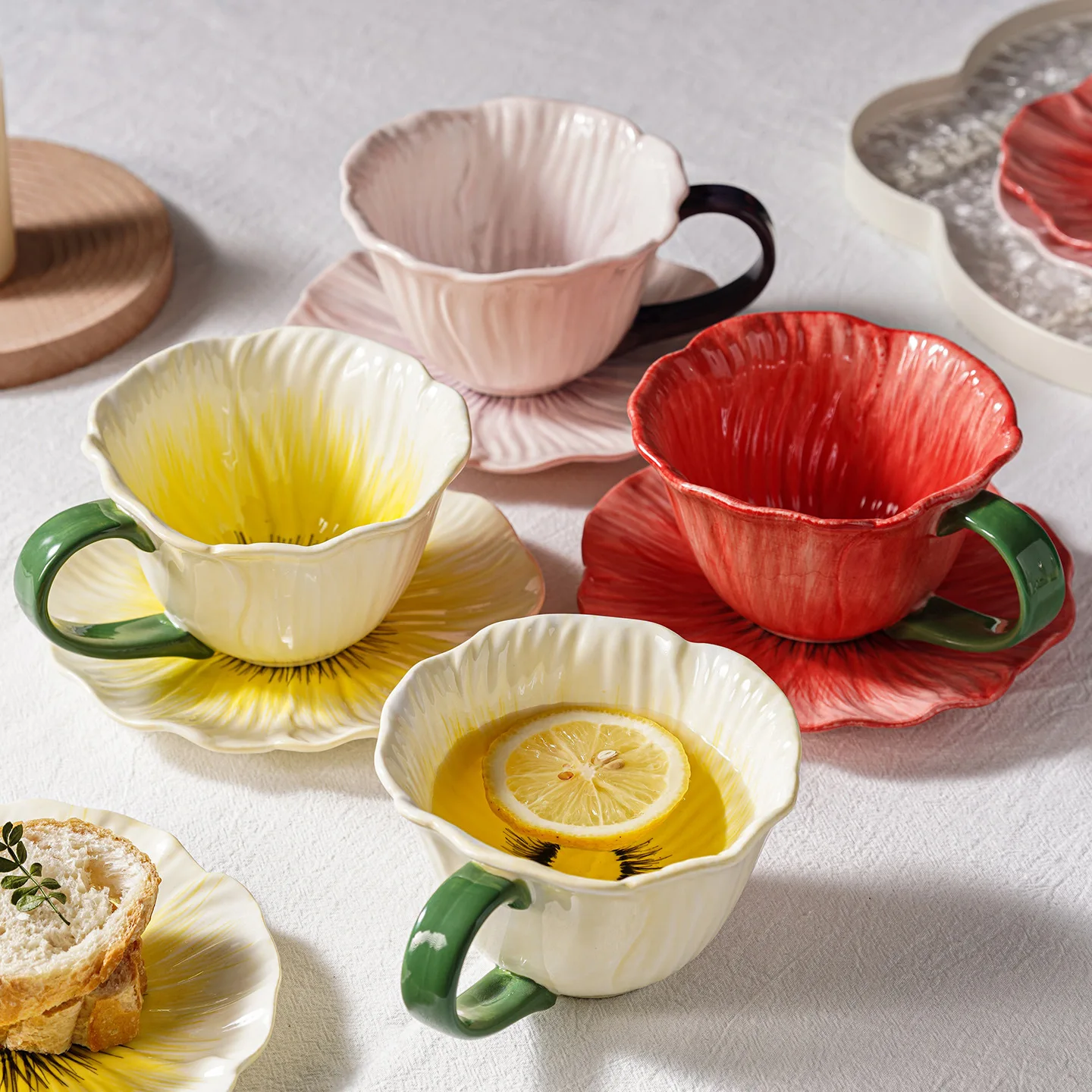 Stylish Ceramic Coffee Cup Set with Saucer for Home Cafe Afternoon Tea Latte