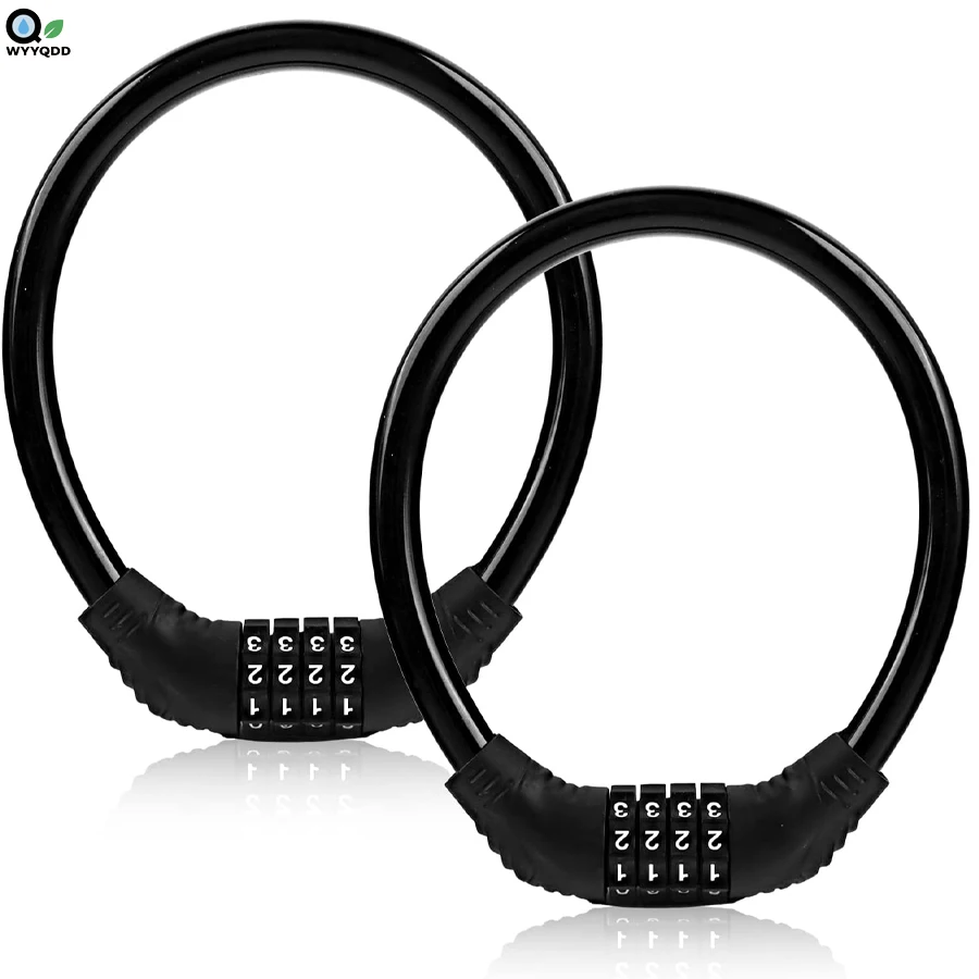 1PC Combination Cable Locks 4-Digit Resettable, High-Strength Steel Security Chains, PVC Coated, Theft Deterrent for Bicycles