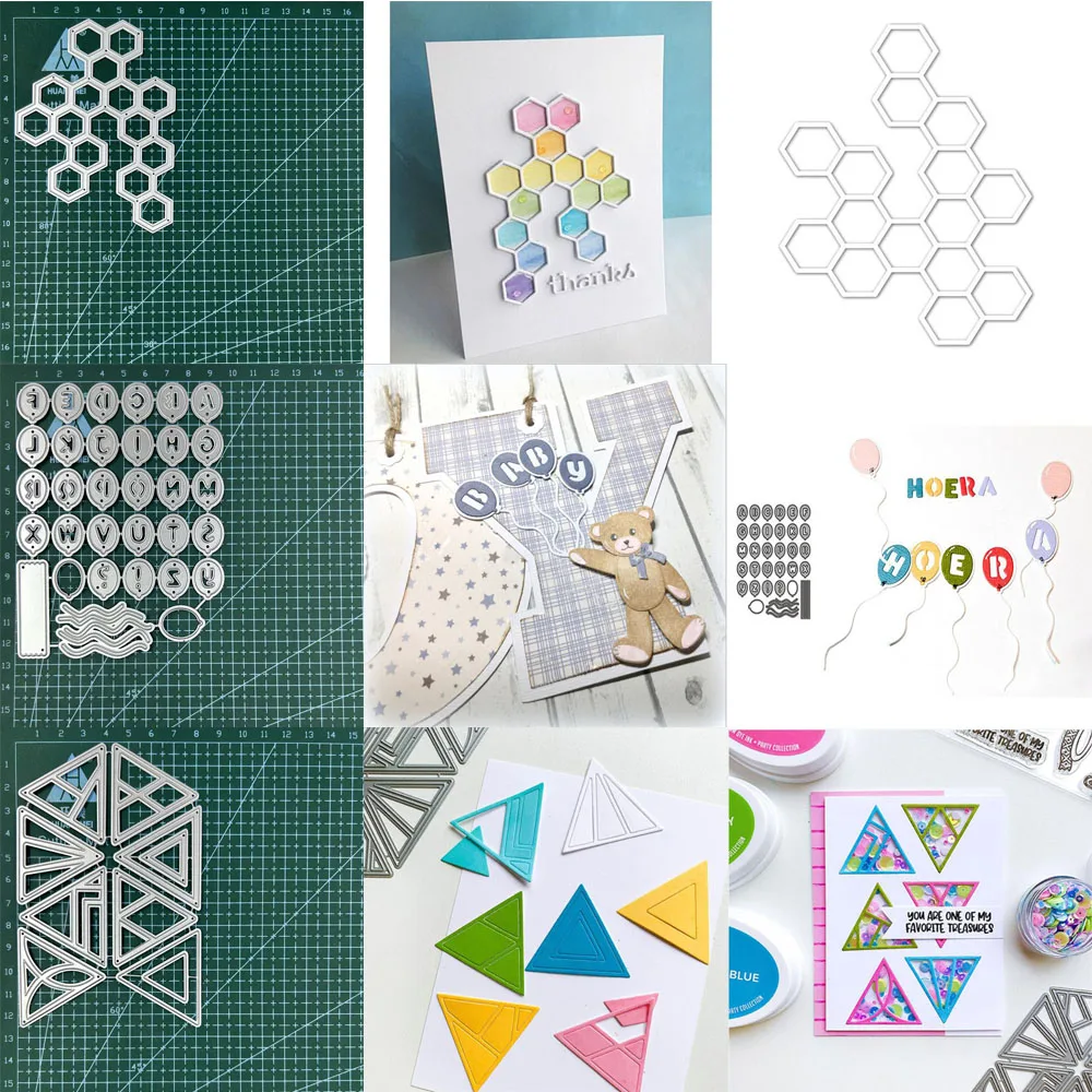 26 Buchstaben Luftballons Waben dreieck Metalls ch neiden Matrize Scrap booking Karte Hintergrund Scrap book Papier Dekorieren Locher Schablone