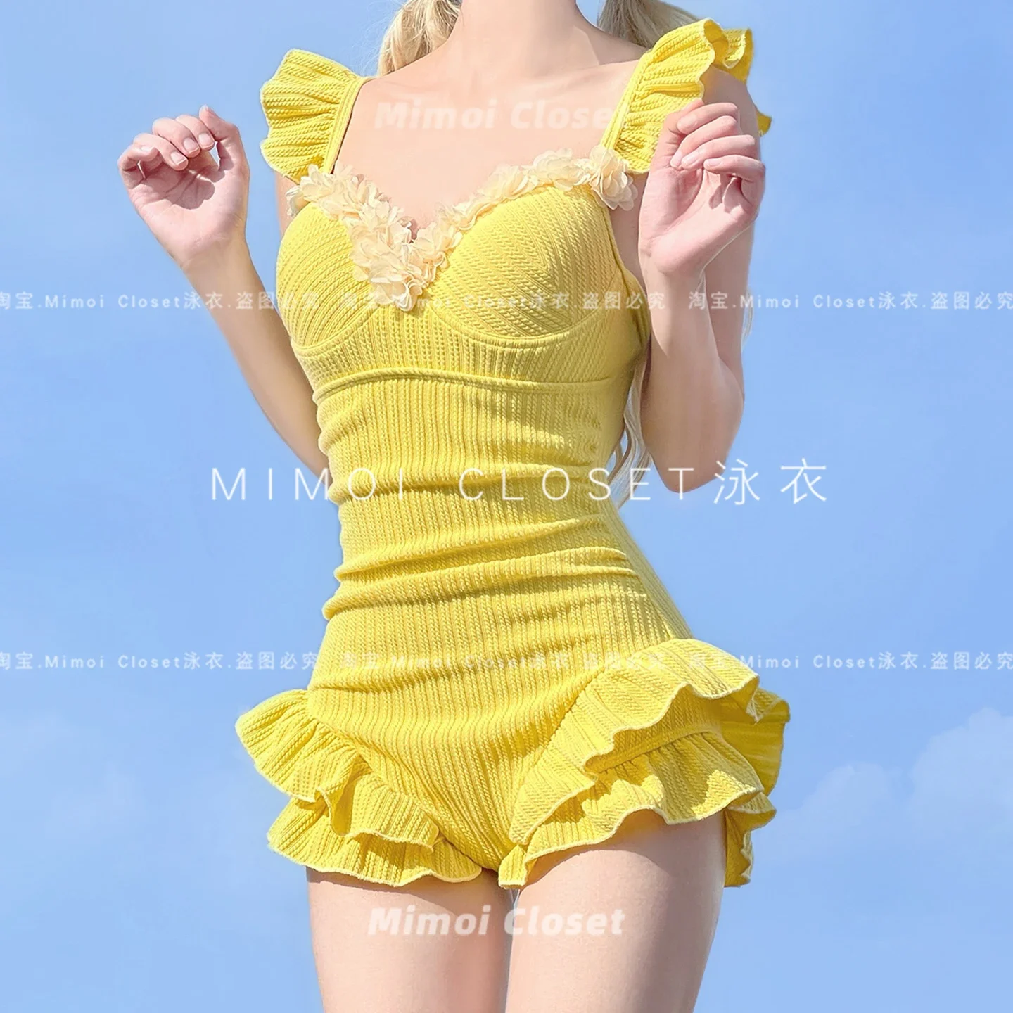 Verão nova blusa de manga comprida e maiô de uma peça conjunto férias à beira-mar primavera quente puro desejo doce menina sem mangas roupa de banho
