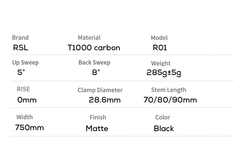 MTB-Fahrrad RSL Integrierter Lenker Carbon MTB-Lenker Carbonlenker, 28,6 mm, Vorbau 70 80 90 mm, 700-800 mm XC Trail, -13 ° Stiel – Detail 4