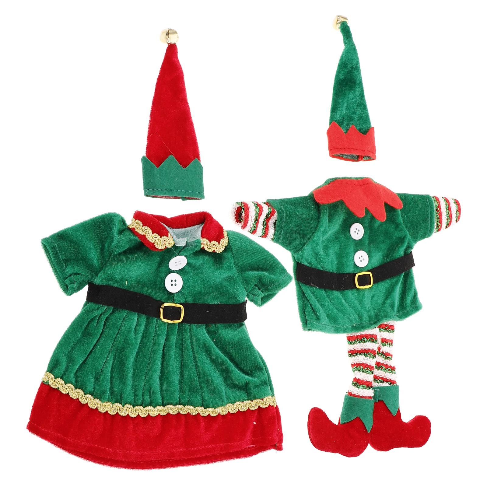 

2Pcs Christmas Wine Bottle Covers Elf Theme Decorative Non-Woven Sleeves for Party Favor Wine Ornament Xmas Decorations