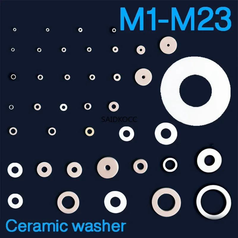 M1 M2 M3 M4 M5 M6 M8 M10 M16 M23 Ceramic Spacer Washer High Temperature Resistant Gasket Sealing Ring Insulating Ceramic Oring