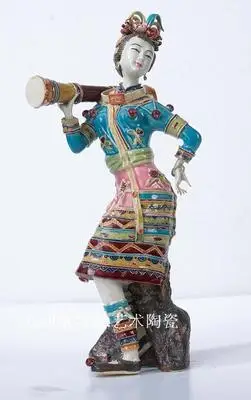 folk singing and dancing Figures of Shiwan ceramic sculpture classic gifts girl Beauty figure Sculpture statue Home Decoration