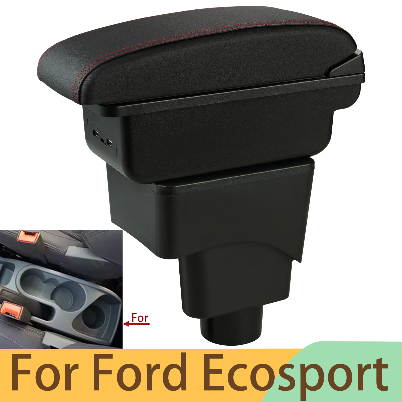 

Подлокотник для FORD EcoSport 2013-2017, запчасти для дооснащения, автомобильный органайзер, простая установка, автоаксессуары