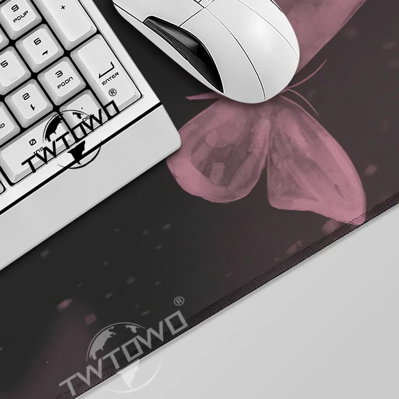 Mouse Pad Gaming Black And Pink Butterfly printon demand HD New Large Mousepad XXL Mechanical Keyboard Pad Desktop Mouse Pad