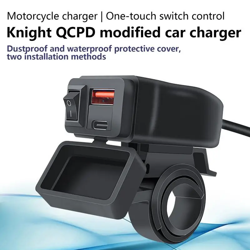 Phone Charger For Scooter Waterproof Fast Charging Charger Square Overcharge Protection Charger Space-Saving Charger For Scooter