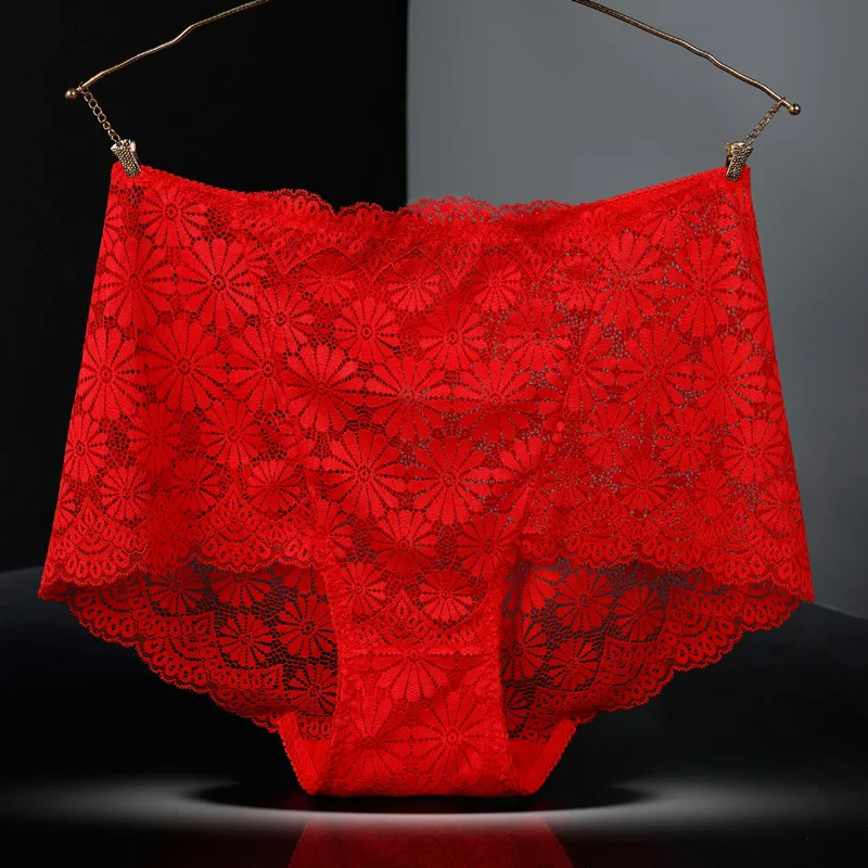 Sexy Lingerie Women Hollowed-out Lace Large Size Panties Underwear Women High-waisted Briefs Ropa Interior Femenina Ropa Mujer