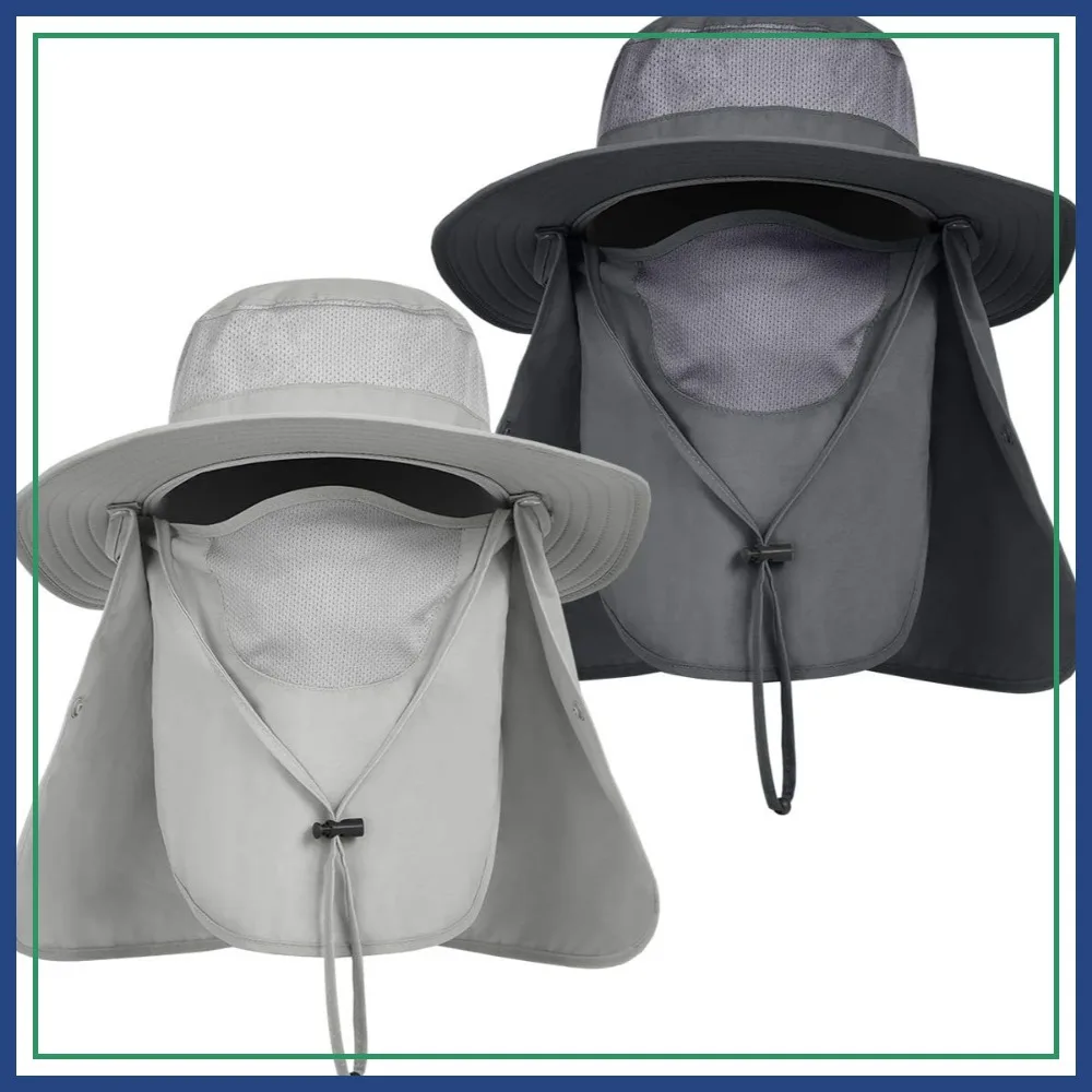 

UPF 50+ Wide Brim Sun Hat with Face & Neck Flap for Men, Outdoor Fishing Hiking Safari Gardening