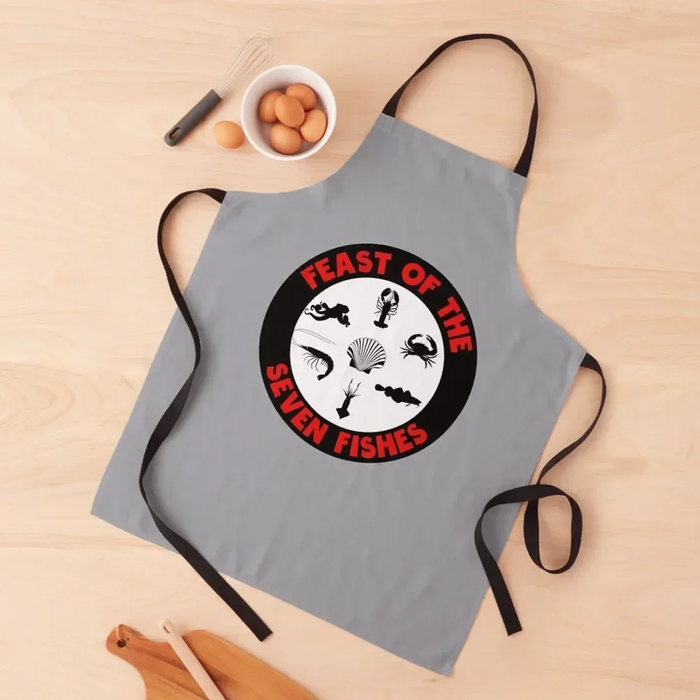 

Feast Of The Seven Fishes - Cool Italian Holiday Food Apron professional kitchen Men'ss Hairdresser Apron