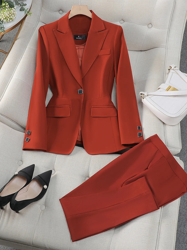 Autumn Winter Women PantSuit Office Ladies Female Business Work Wear 2 Piece Set Formal Blazer Jacket And Trouser ensemble femme