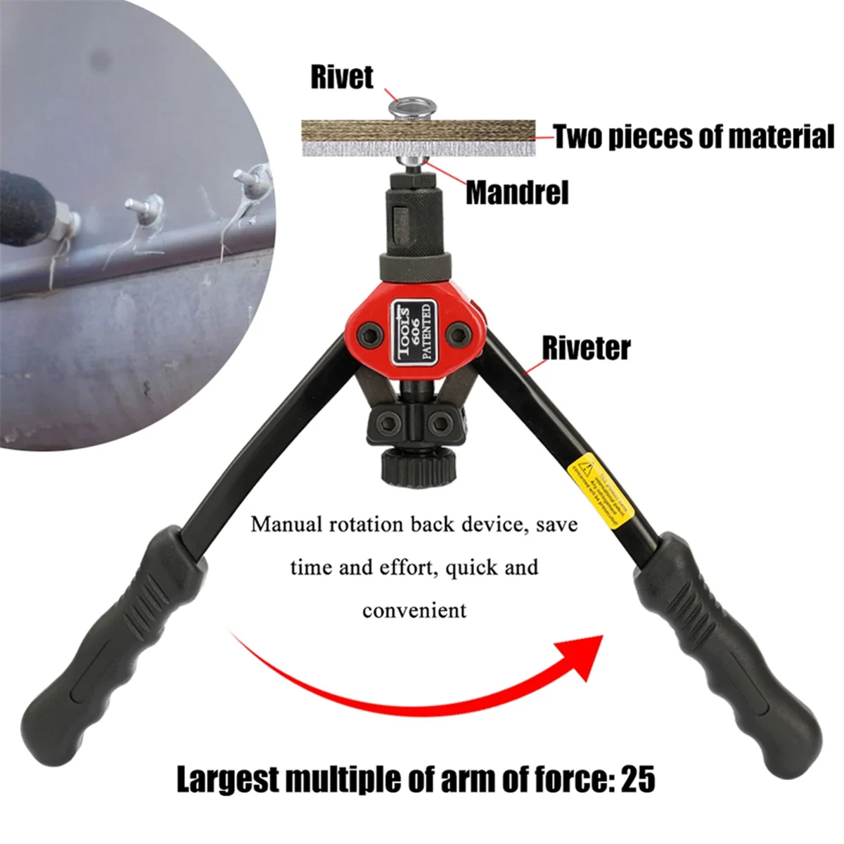 A03R 50pcs Rivet Nut +Hand Threaded Rivet Nuts- BT606 M3 /M5 M6 M8 Double Insert Riveting Rivnut Rivet Tool