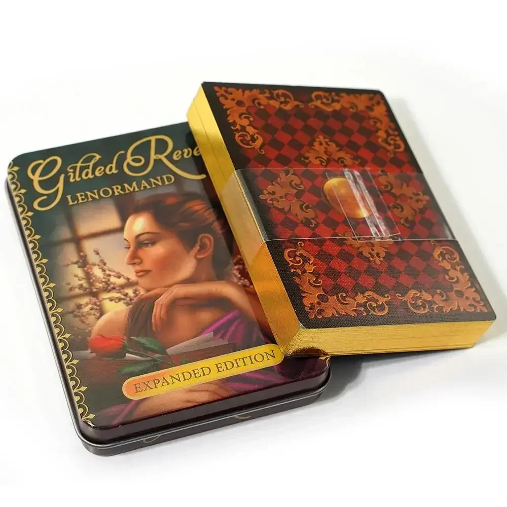 11*6.5cm Gilded Reverie Lenormand Tarot Deck In A Tin Box Gilded Edge for Fortune Telling Game Card 44pcs