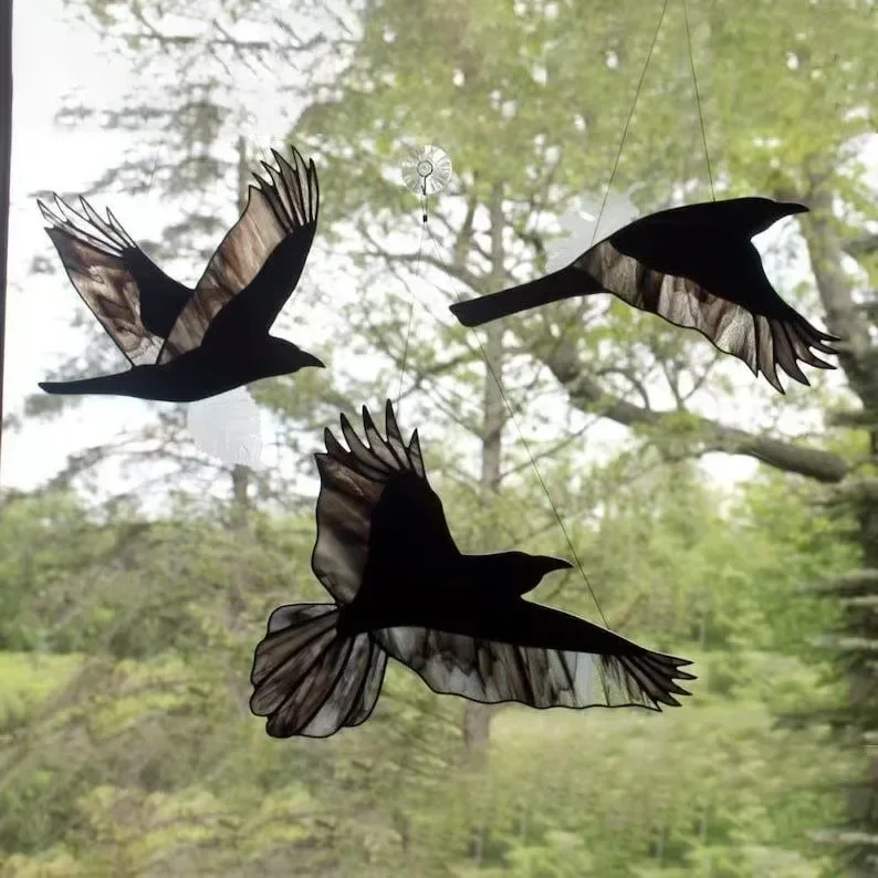 

Acrylic Crow Pendant Halloween Home Window Pendant A Terrifying Atmosphere